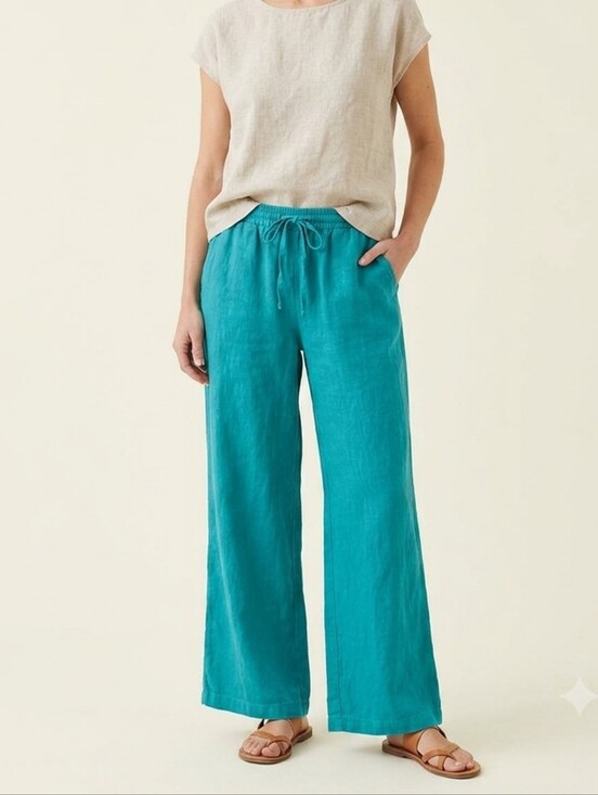 Pants - 3 For $15 Cotton Linen Blend Teal Short/ Ankle Pants M